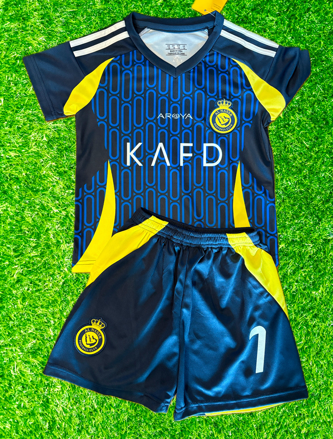 Ronaldo Navy Al Nassr Kids Soccer Jersey Kit Youth Toddler Sizes