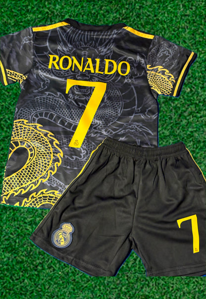 Ronaldo 7 Dragon Edition Real Madrid Exclusive 3rd Soccer Jersey Toddler/Youth Kids Kit
