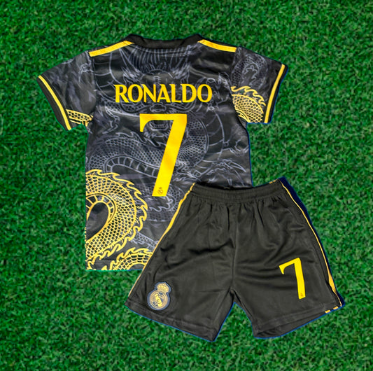 Ronaldo 7 Dragon Edition Real Madrid Exclusive 3rd Soccer Jersey Toddler/Youth Kids Kit