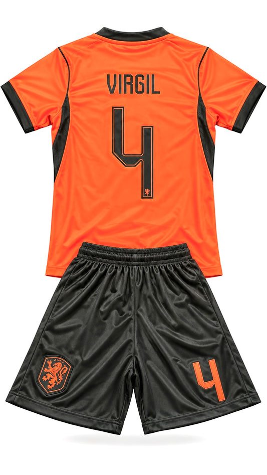 Virgil van Dijk #4 Netherlands 2026 Orange Kids Soccer Jersey Set – Youth & Toddler