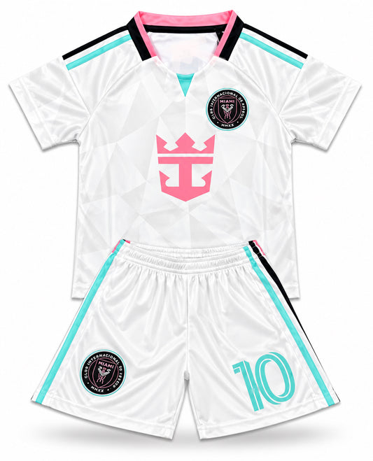 Lionel Messi 2027 Miami Home Kids Soccer Jersey Pink Set Football Youth Toddler