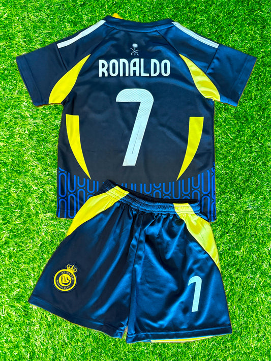 Ronaldo Navy Al Nassr Kids Soccer Jersey Kit Youth Toddler Sizes
