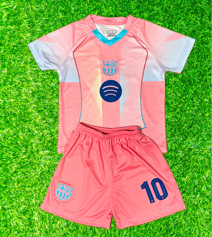 Lamine Yamal Pink Kids Barcelona Soccer Jersey Kit