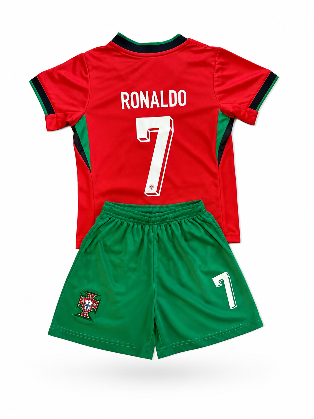 Ronaldo Portugal Red/Green Soccer Jersey Kit - 2 Piece Set Jersey/Shorts