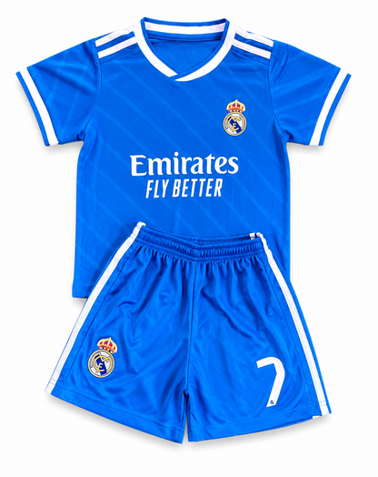 Ronaldo 7 Real Madrid Blue 3rd Jersey Toddler/Youth Soccer Jersey Kids Kit