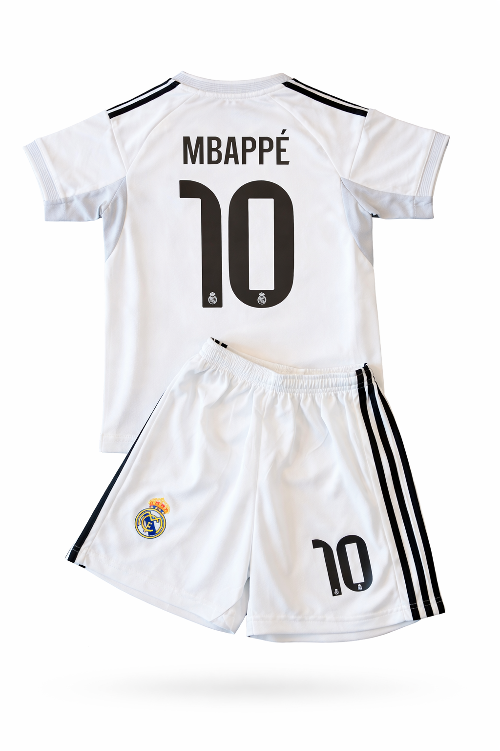 Kylian Mbappe 10 Real Madrid White Home Jersey Toddler/Youth Soccer Jersey Kit