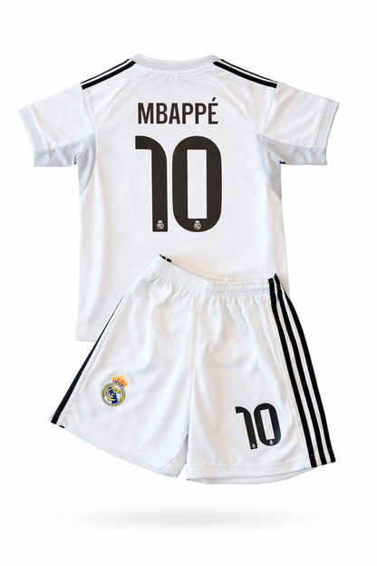 Kylian Mbappe 10 Real Madrid White Home Jersey Toddler/Youth Soccer Jersey Kit