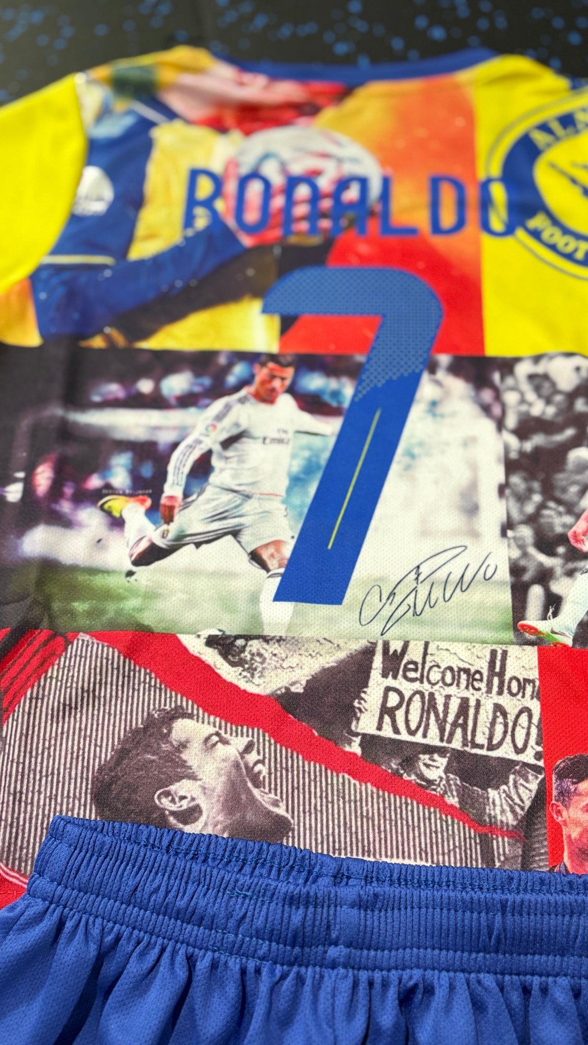Cristiano Ronaldo Legacy Edition Soccer Jersey Yellow/Blue Kids Toddler & Youth Sizes