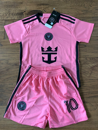 Lionel Messi Miami Home Kids Soccer Jersey Pink Set Football Youth Toddler