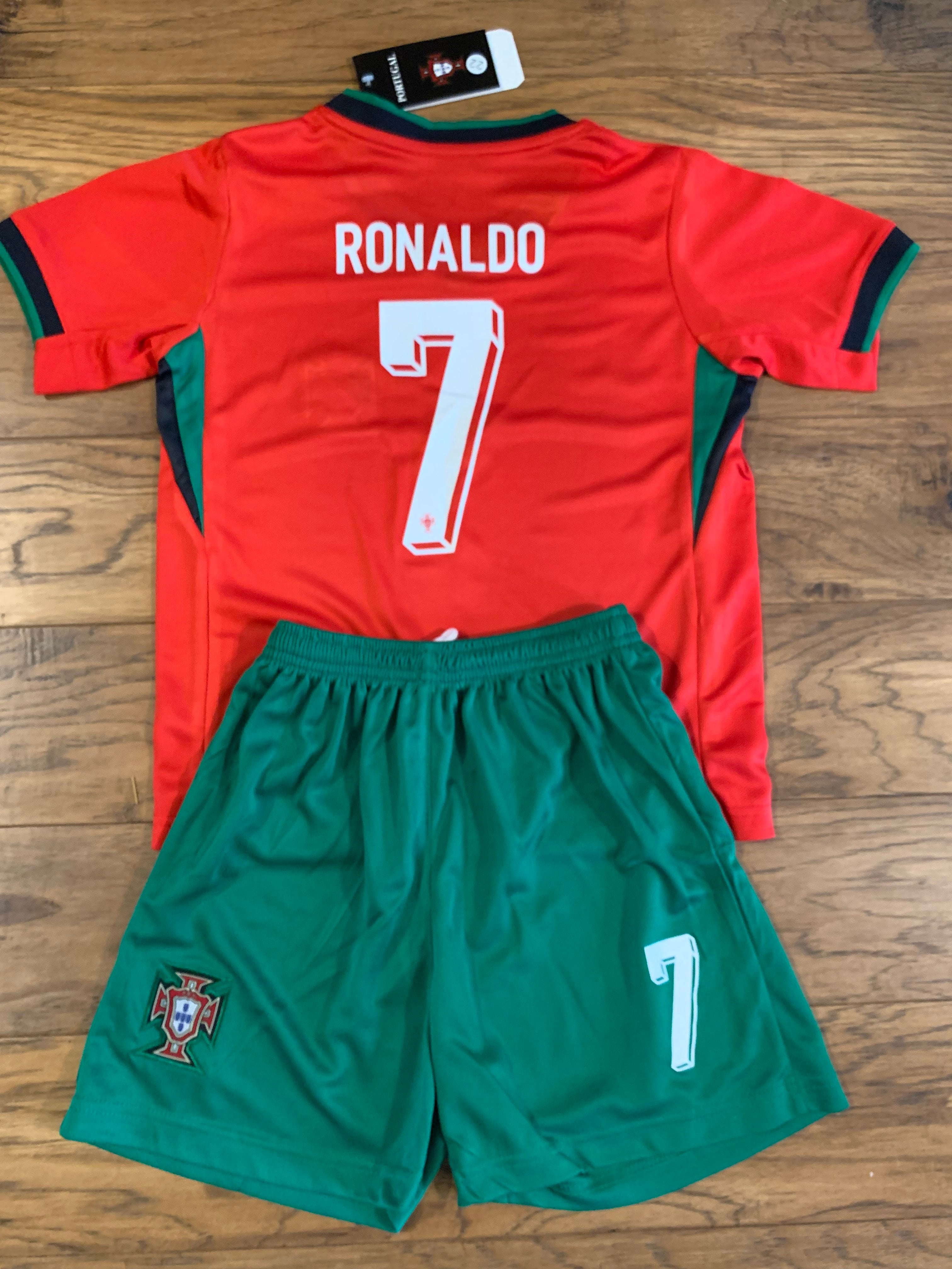 Ronaldo Portugal Home Kids Youth Soccer Jersey Kit 2 Piece Set CustomKiddos