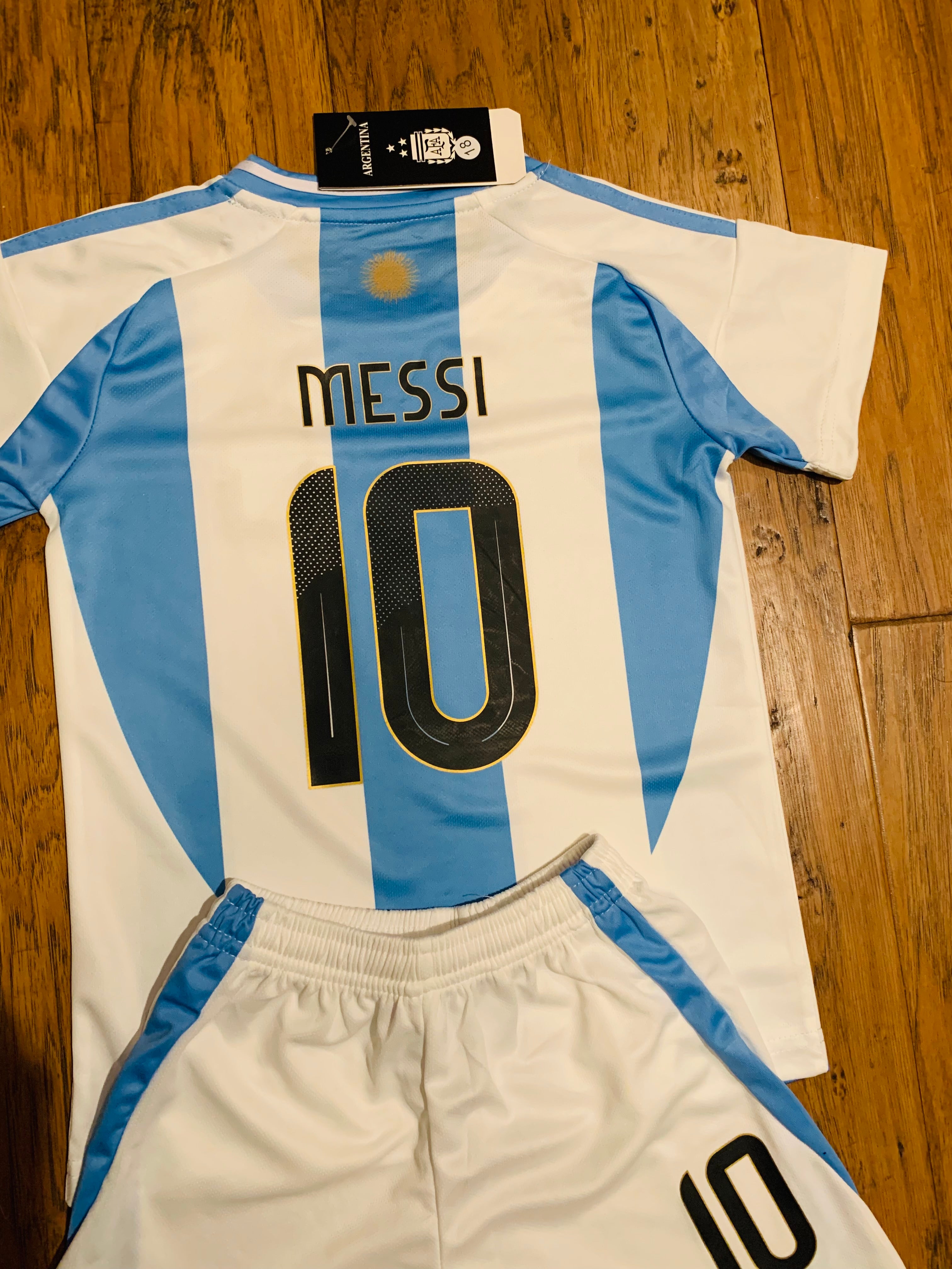 Authentic Lionel Messi Soccer Jersey, Shorts Set