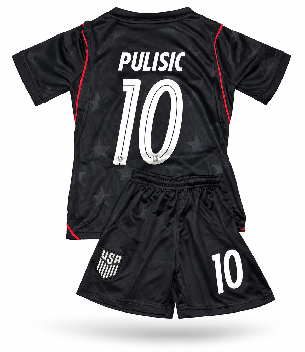 Kids Christian Pulisic black 2026 kids soccer jersey set Toddler and youth sizes