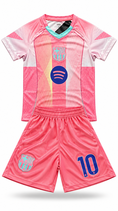 Kids Pink Messi Barcelona Soccer Jersey Set Toddler and Youth Set Ships Fast