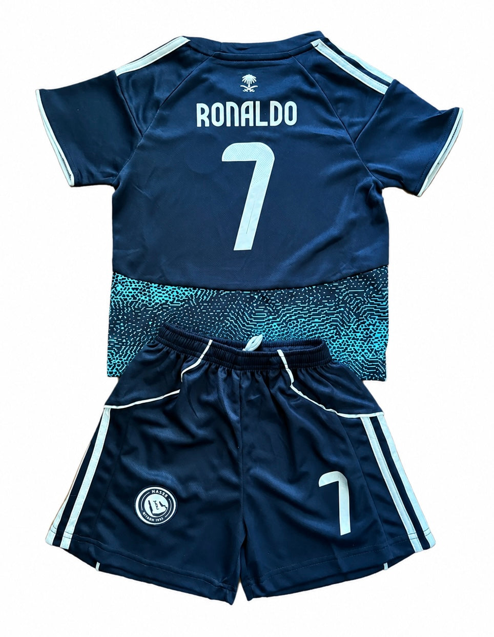 Kids Ronaldo Al Nassr Blue Soccer Jersey Set Cristiano Ronaldo toddler youth kids uniform