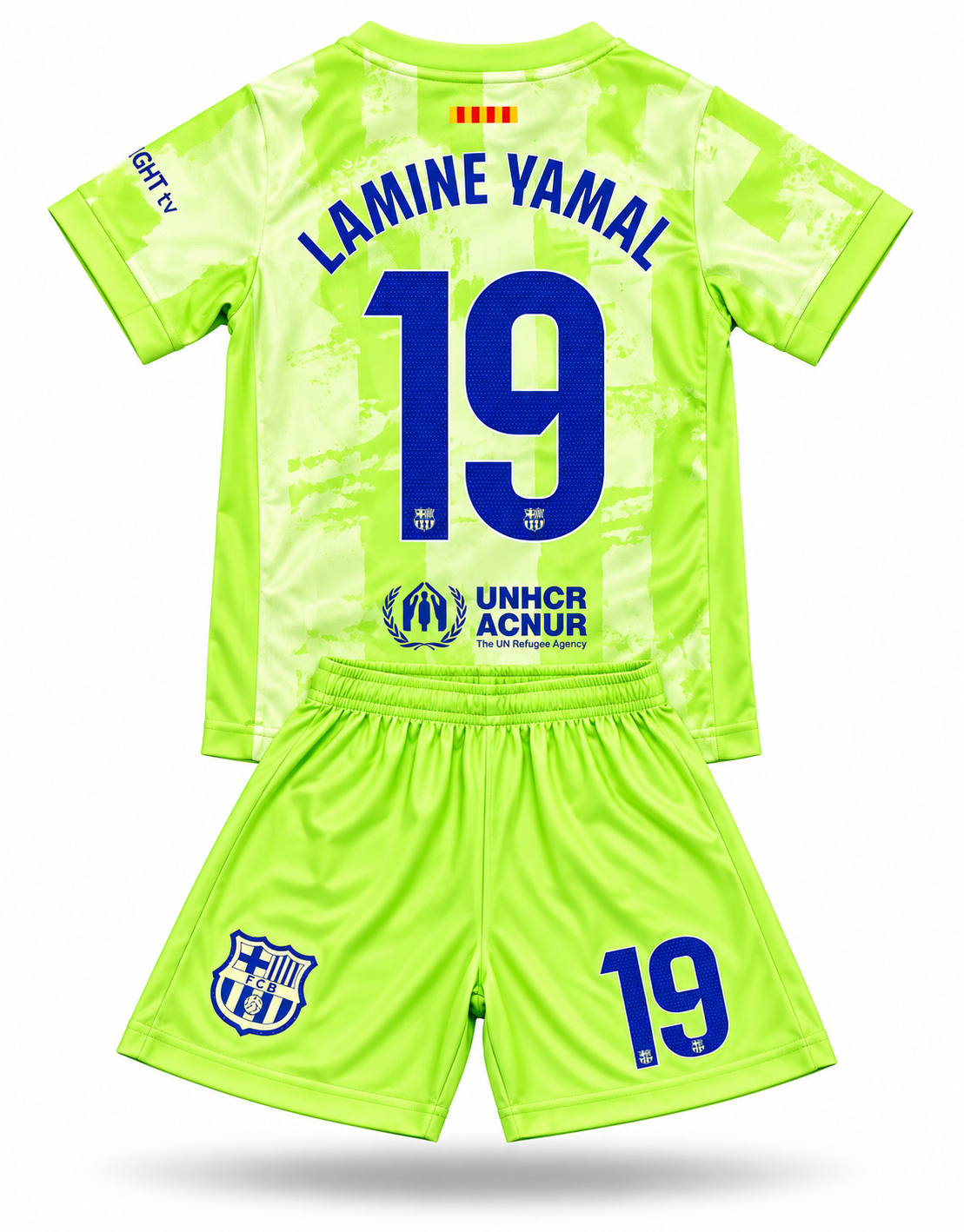 Lamine Yamal 19 Green Barcelona Kids Toddler Youth Hot Soccer Jersey Kit