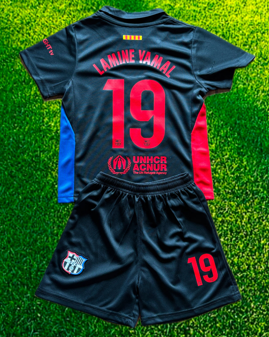 Lamine Yamal Black Barcelona Kids Soccer Jersey Kit