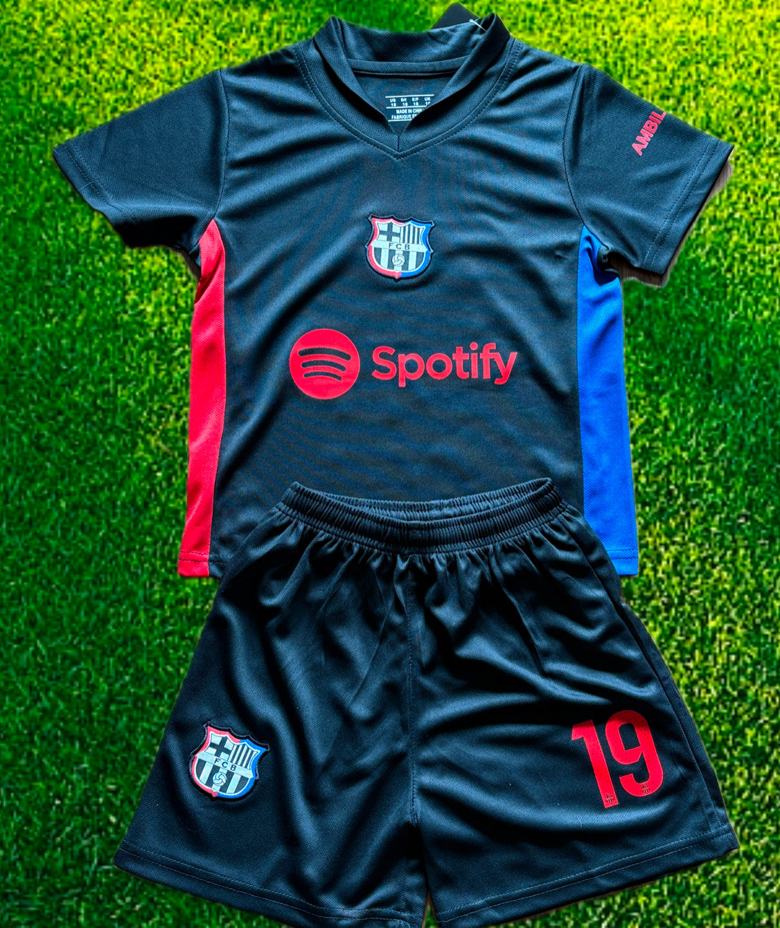 Lamine Yamal Black Barcelona Kids Soccer Jersey Kit 2 Piece