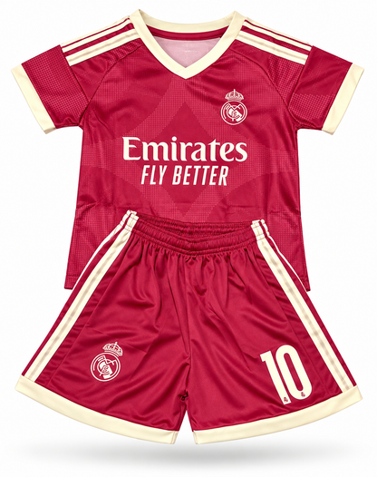 Mbappé maroon 2027 kids soccer jersey Real Madrid Soccer kit toddler, and yout