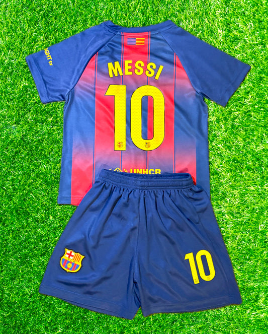 Boys Messi Kids Soccer Jersey Kit Set Barcelona Uniform Messi 10 