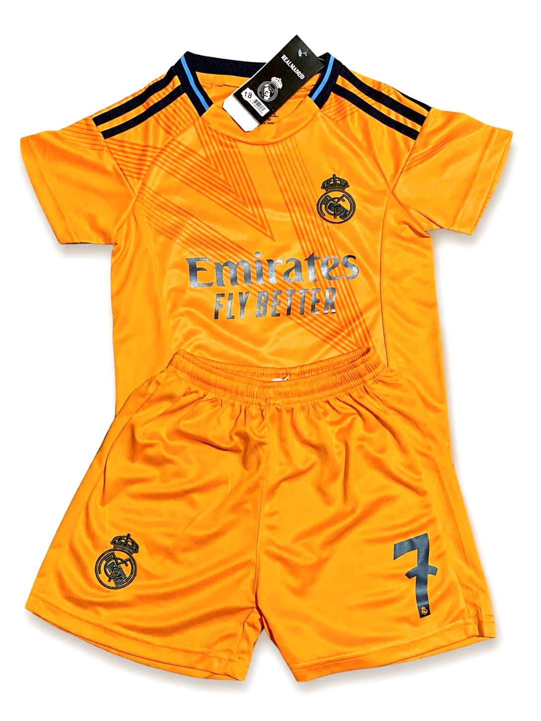 Orange Cristiano Ronaldo kids jersey Real Madrid Soccer Kit 2 Piece Set Toddler Youth