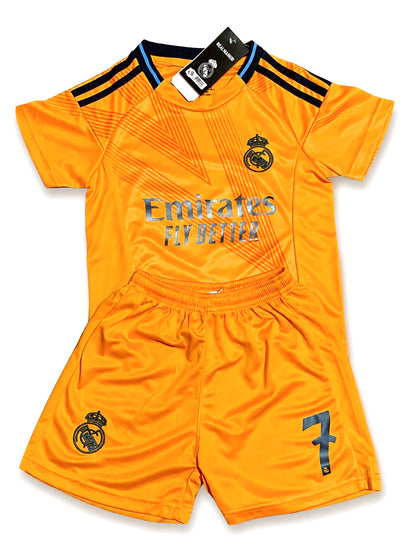 Orange Cristiano Ronaldo kids jersey Real Madrid Soccer Kit 2 Piece Set Toddler Youth