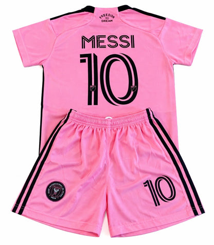 Pink Lionel 10 Messi Kids Jersey - Miami Home Toddler Youth Soccer Uniform 