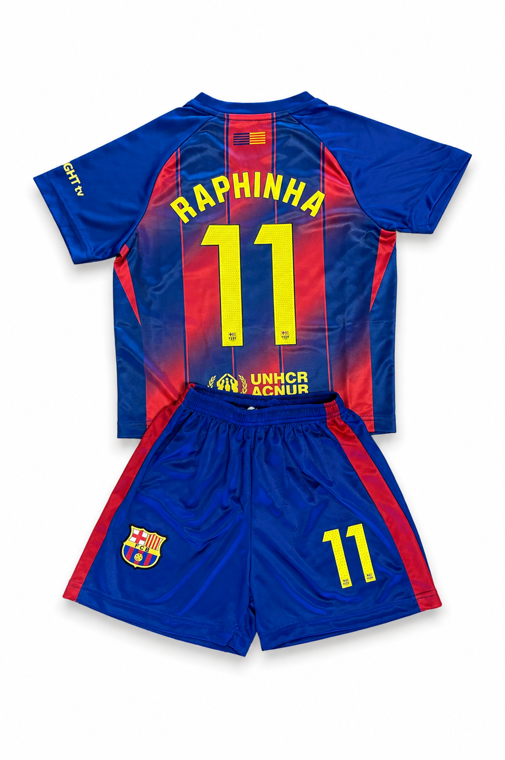Raphinha 11 Barcelona Kids soccer Jersey set Toddler and youth sets