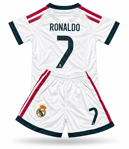 Ronaldo white 2027 Kids Soccer Jersey Set Real Madrid kids uniform toddler & youth