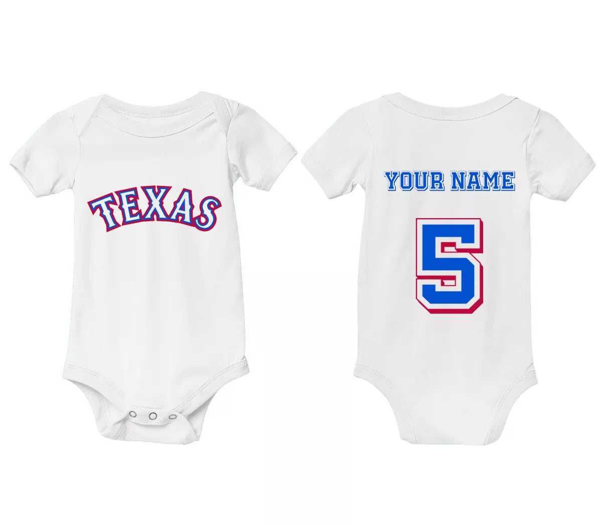 Texas Rangers Custom Kids Baby Jersey Infant Baseball Bodysuit Shirt