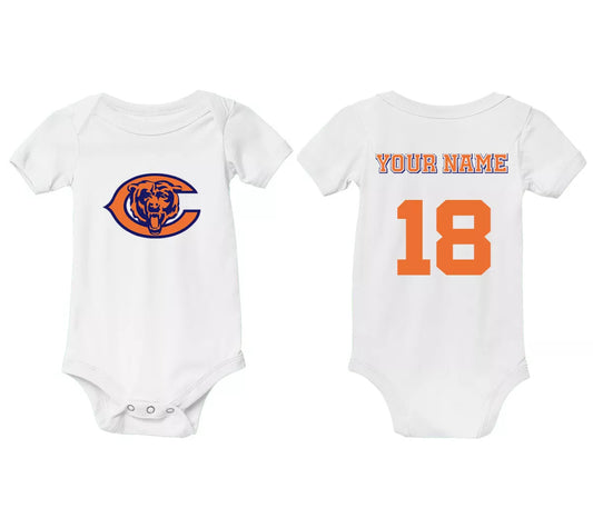 Chicago Bears PERSONALIZED Baby Shirt Football 1 Piece Bodysuit Caleb Williams