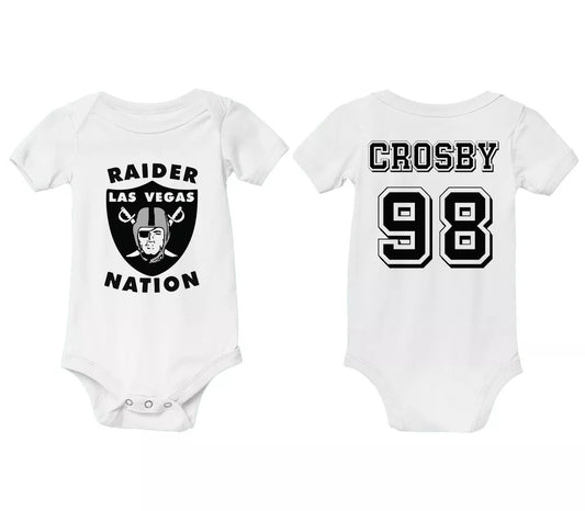 Raiders Infant Baby Bodysuit Max Crosby Las Vegas - Oakland Football Newborn Tee