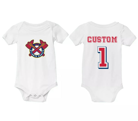 CUSTOM ATLANTA BRAVES NEWBORN BASEBALL BODYSUIT 1 PIECE ROMPER JERSEY NAME