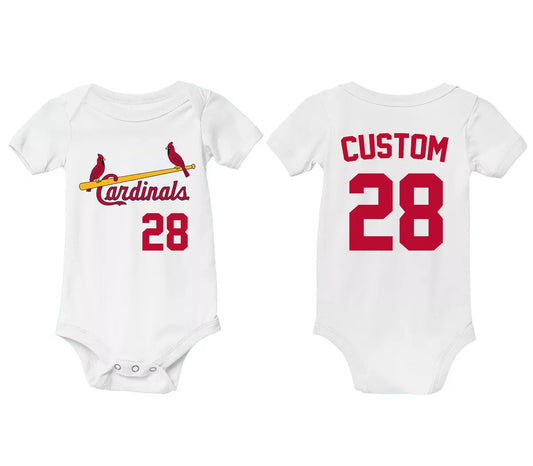 Personalized St. Louis Cardinals Baby Shirt Bodysuit Custom Name Missouri Gift