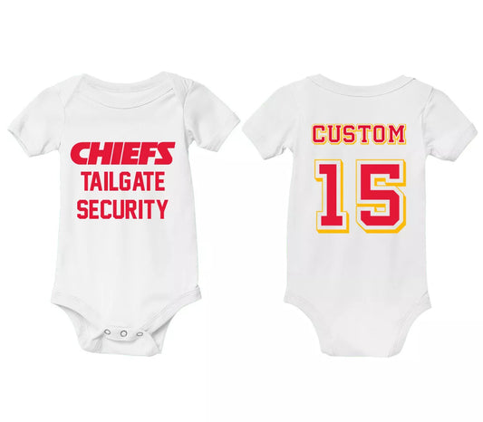 Kansas City Baby Shirt Tailgate Security Football Fan One Piece Bodysuit KC