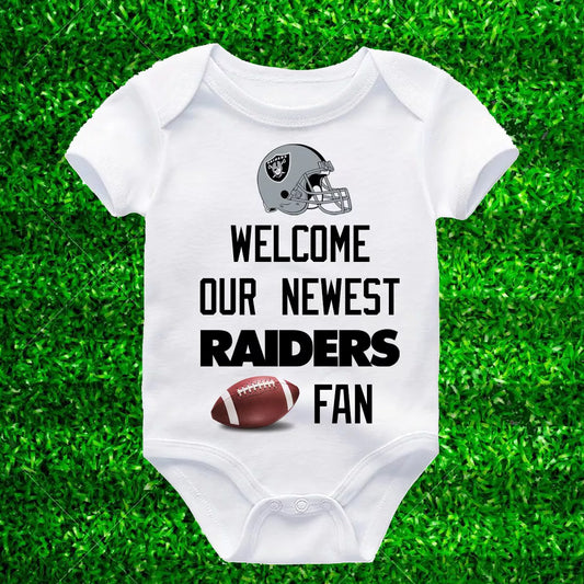 Raiders Newborn Las Vegas Football Fan Baby Bodysuit Infant Oakland Romper Shirt