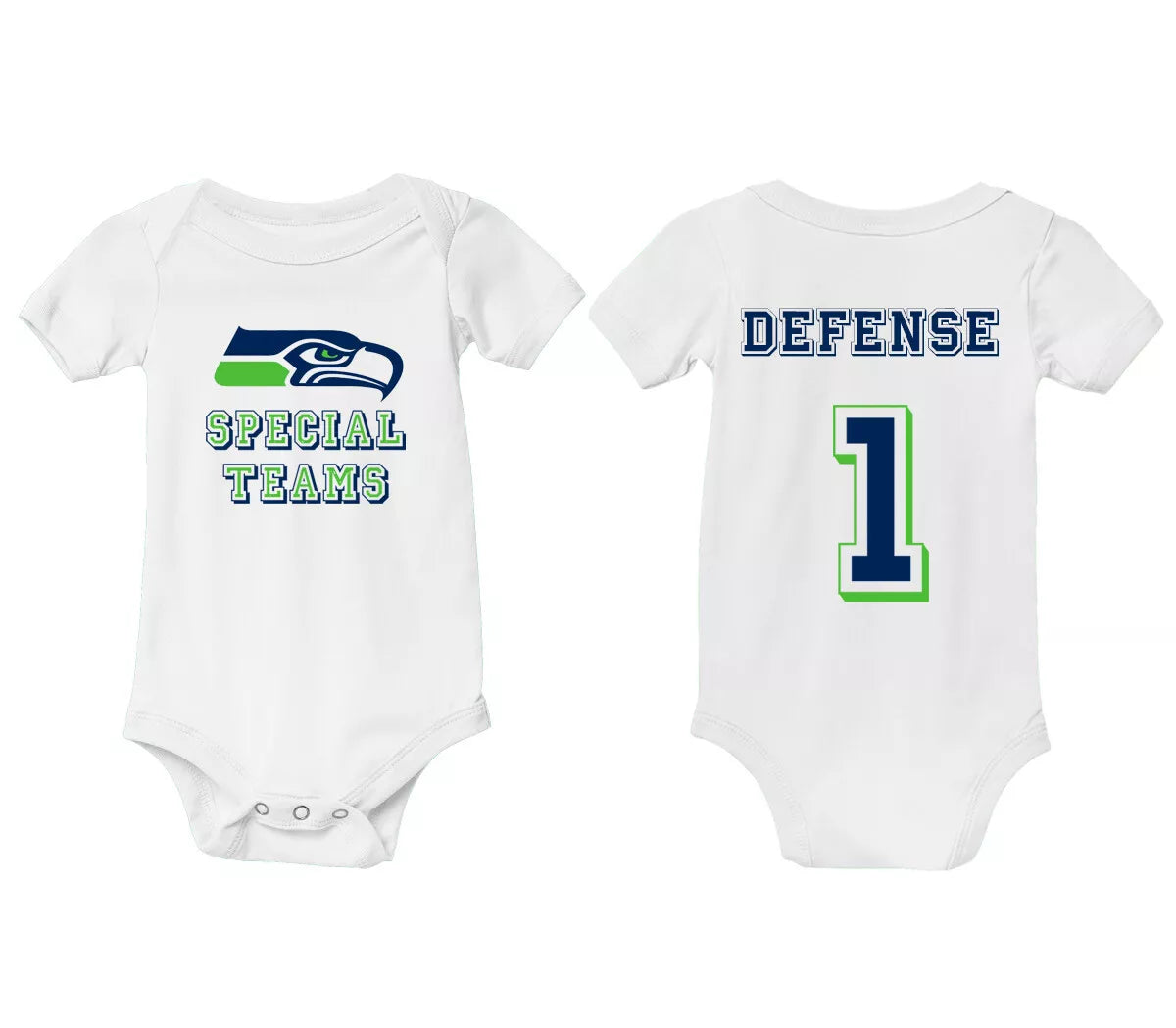 Personalized Seattle Football Baby Bodysuit Kids Newborn Jersey Tshirt Fan Gift