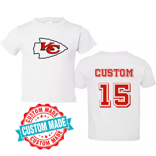 Kansas City Chiefs Toddler Shirt PERSONALIZED Name KC Fan Tee 2T 3T 4T 5T 6T