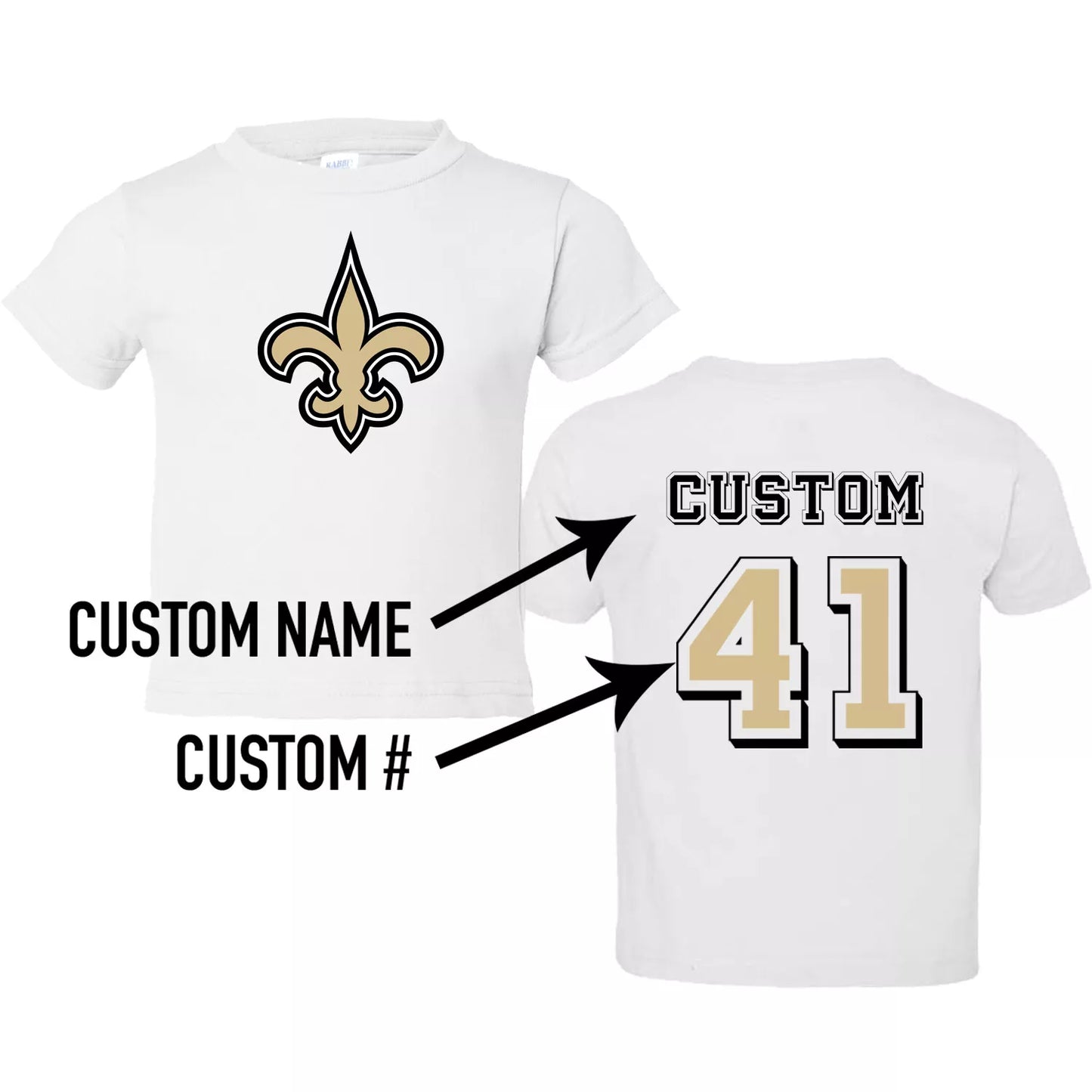 New Orleans Saints Personalized Youth Toddler Tshirt Boys and Girls Football