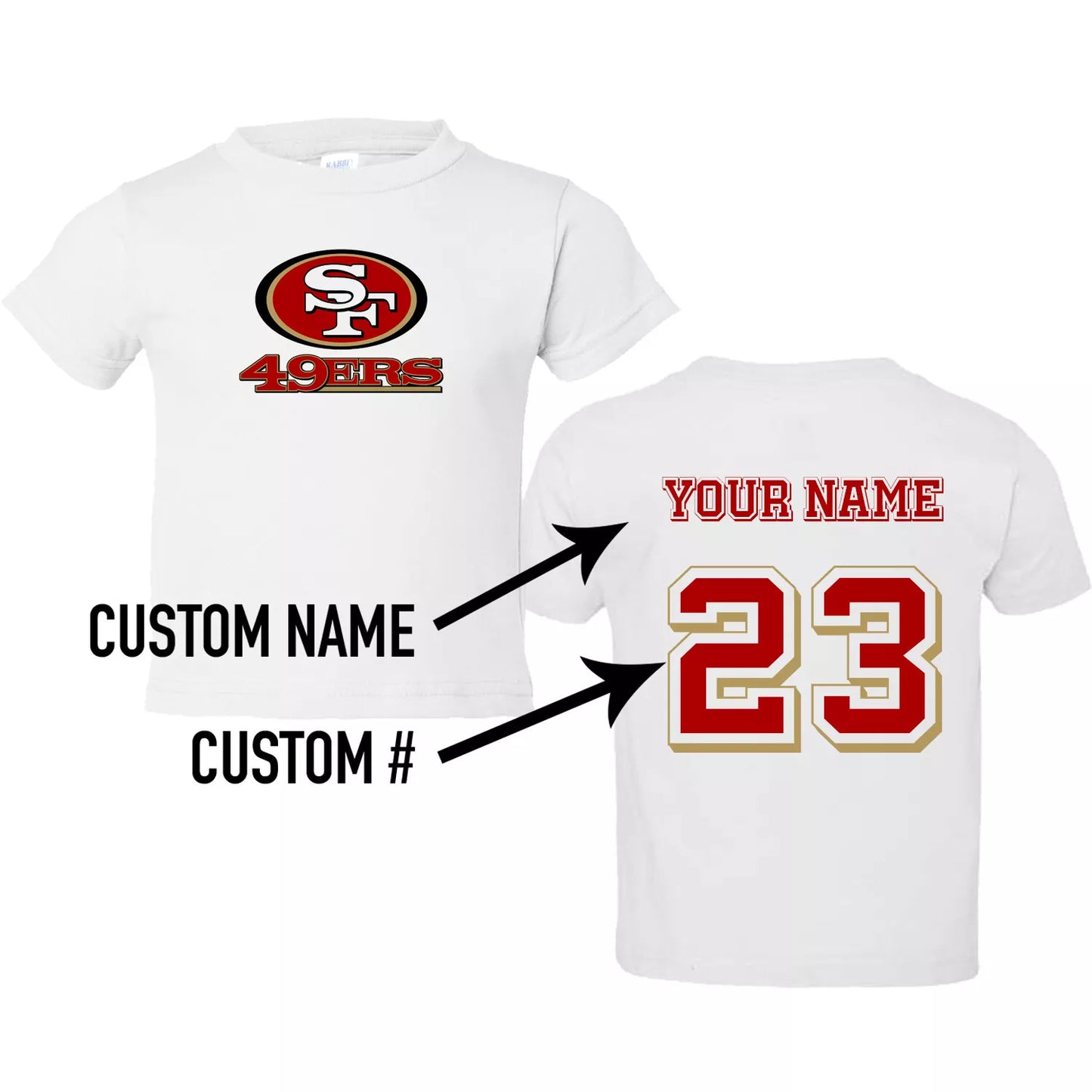 PERSONALIZED SAN FRANCISCO 49ERS TODDLER JERSEY TSHIRT MCCAFFERY 49ERS CustomKiddos n