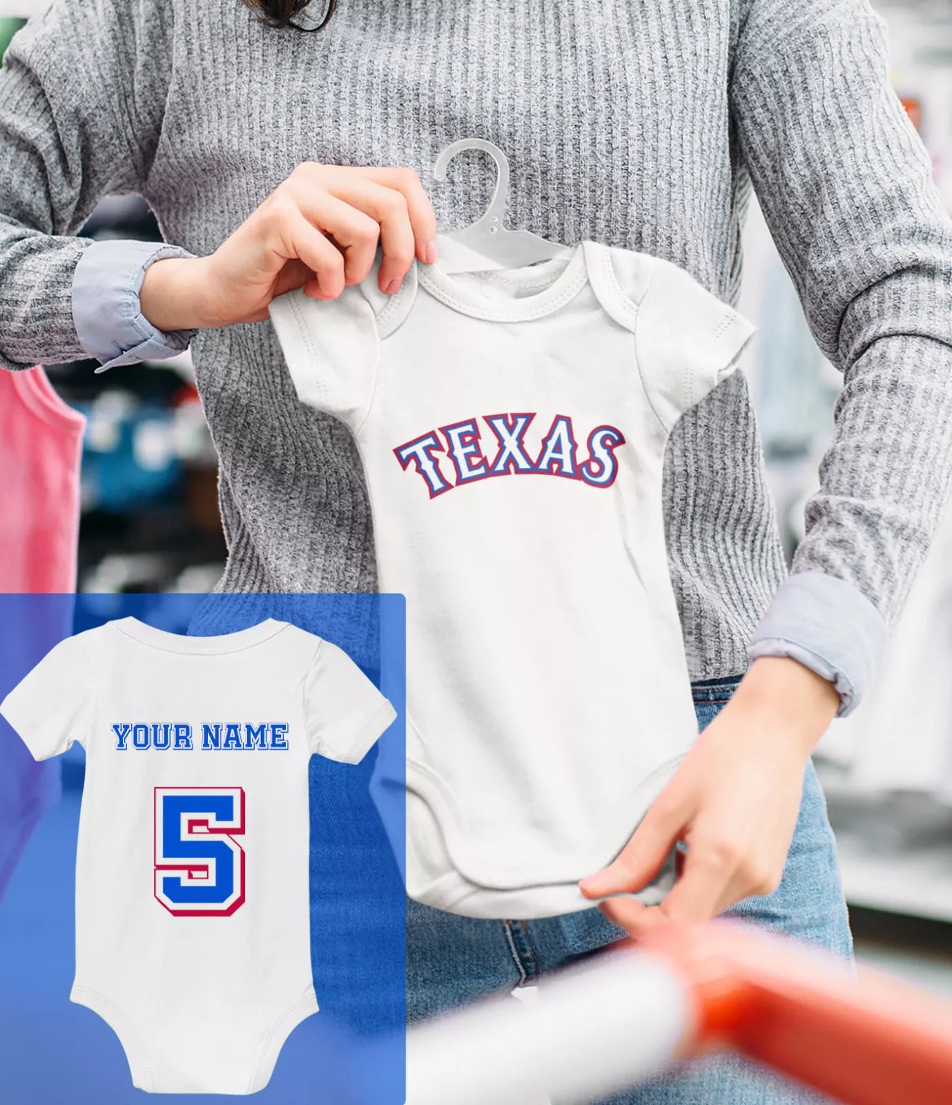 Texas Rangers Custom Kids Baby Jersey Infant Baseball Bodysuit Shirt