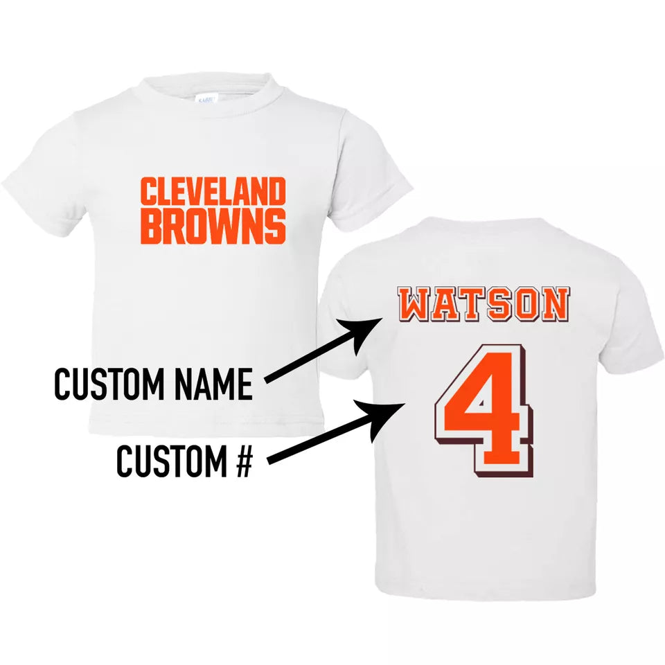 Toddler Cleveland Browns Shirt Personalized Name Number on Back Footba CustomKiddos n