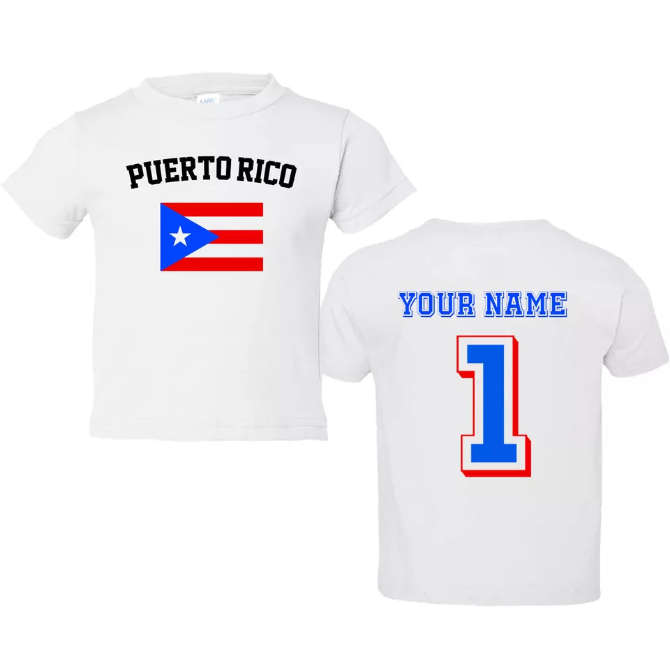 Puerto Rico Newborn Baby Bodysuit PERSONALIZED Name Number Soccer Jersey Style