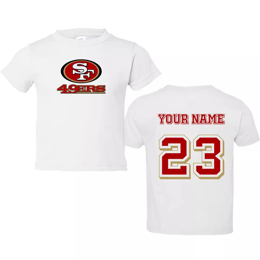 PERSONALIZED SAN FRANCISCO 49ERS TODDLER JERSEY TSHIRT MCCAFFERY 49ERS BOYS TEE