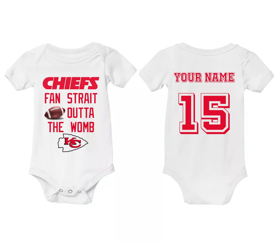 Custom Chiefs Fan Baby Infant Shirt Jersey Baby Shower Fan Outta The Womb Jersey