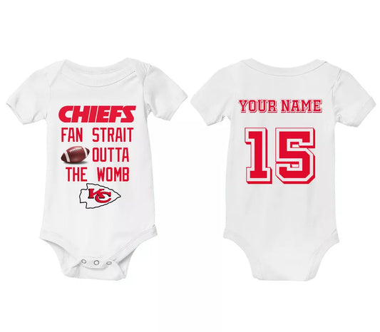 Custom Chiefs Fan Baby Infant Shirt Jersey Baby Shower Fan Outta The Womb Jersey